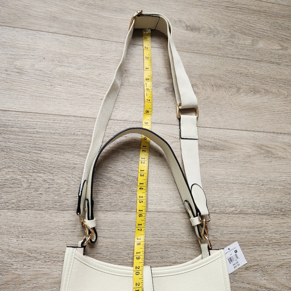 Falls Creek Crossbody White Cream Shoulder Purse Handbag Woven Strap - Picture 12 of 14